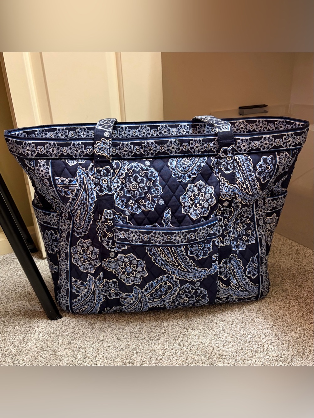 Vera Bradley Quilted Paisley Navy Travel Tote